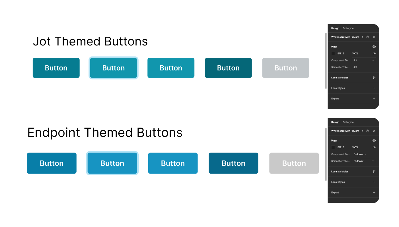 Buttons set to render different themes via variable collections